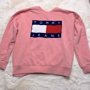 Pink Tommy Hilfiger Jeans flag logo sweatshirt Size S